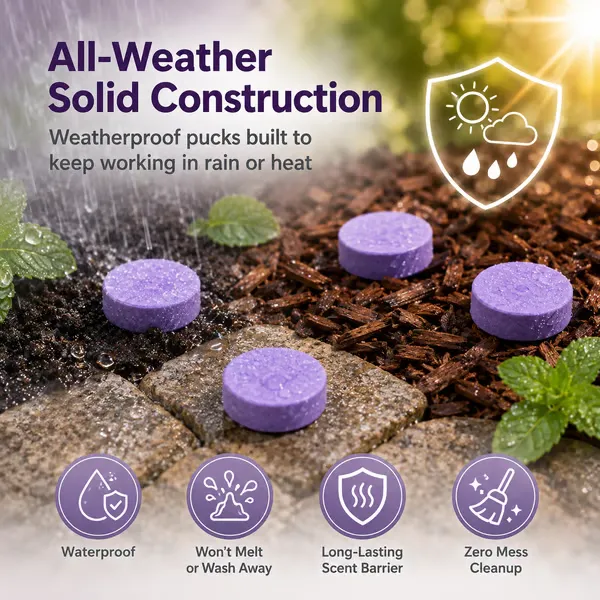 Weather-resistant pest repellent puck