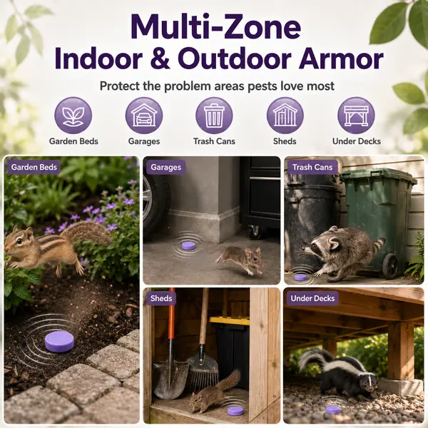 Outdoor garden trash and wildlife repellent pucks