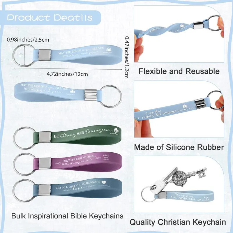 24/36/100Pcs Bible Verse Keychain Christian Trendy Keychain Wristlet for Men and Women Religious Party Gift Inspirational Christian Gifts for Students Teacher Back to School Gift Religious Baptism Gift