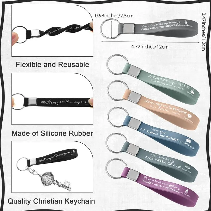 24/36/100Pcs Bible Verse Keychain Christian Trendy Keychain Wristlet for Men and Women Religious Party Gift Inspirational Christian Gifts for Students Teacher Back to School Gift Religious Baptism Gift