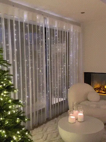 Curtain lights creating a soft, dreamy glow