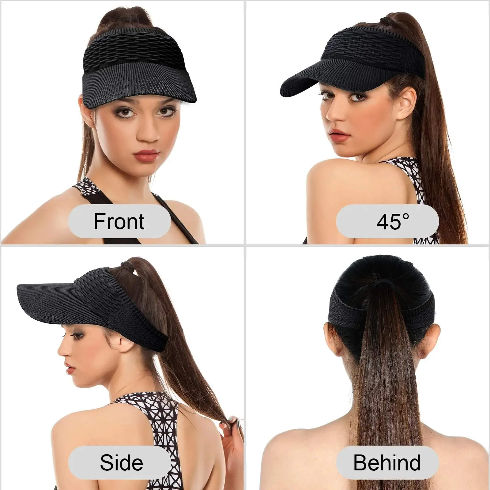 Front, Side, Angle and Back Views of Hair Up Visor