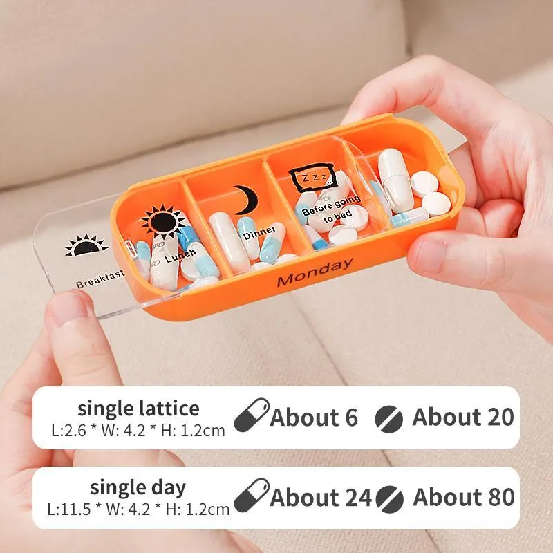 7-day Pill Storage Box, 1 Count Portable Large Capacity Pill Organizer, Daily Pill Storage Box for Home Office Travel, Home Supplies 3