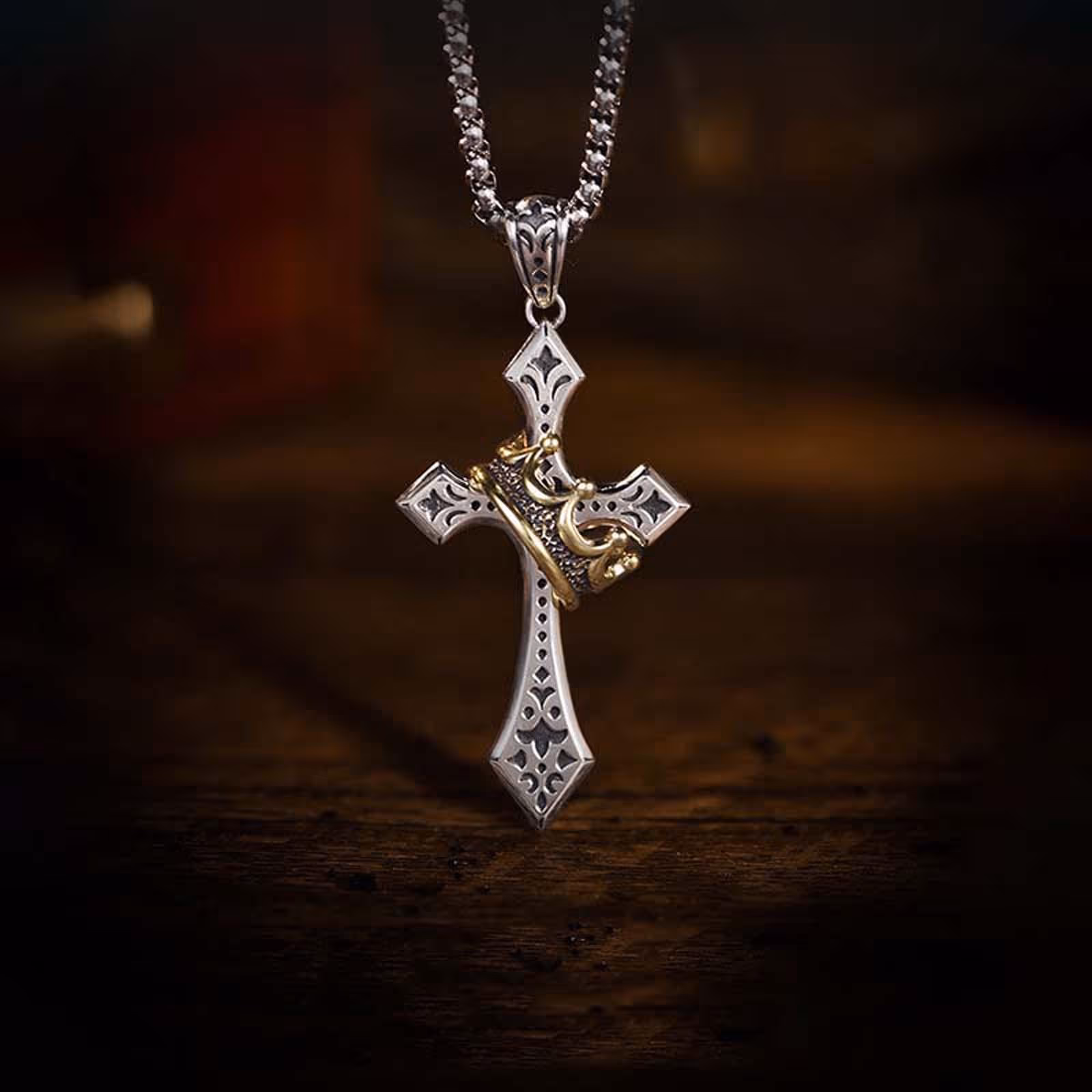 KISSFOO Stainless Steel Crown Cross Necklace for Men and Women Faith Prayer Accessories Gift KISSFOO Stainless Steel Crown Cross Necklace for Men and Women Faith Prayer Accessories Gift