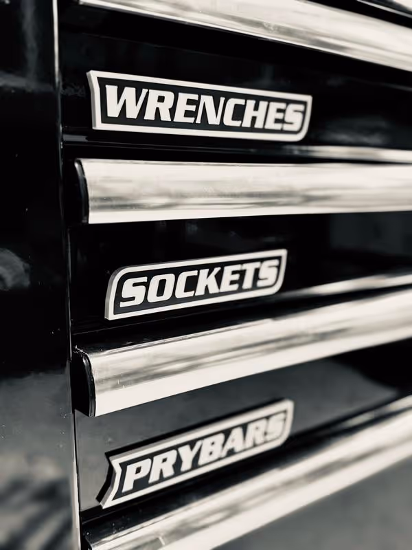 ColKy Designs - Custom Premium Magnetic Toolbox Labels for Tool Organization - 12 Pack of High Quality 3D Printed Personalized Magnets for Metal Cabinets, Drawers, Tool Chests, Decor Plastic Gift - Maed to Order • Core Colors • No Custom Text
