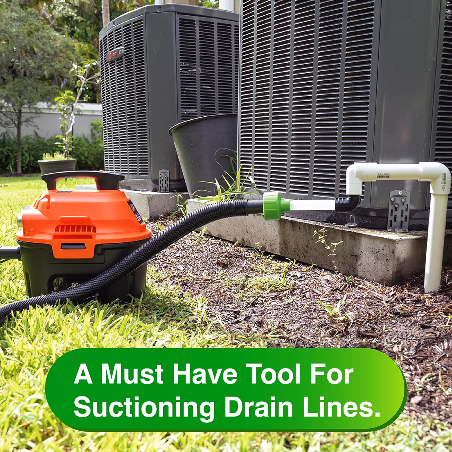 AC Drain Line Cleaner Adapter Evacuates & Unclog AC Drain Line - HVAC to PVC AC Drain Line Cleaner Tool - Universal Fit AC Drain Line Unclogger - AC Drain Line Cleaning Tool - Clear Visibility